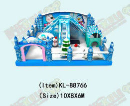 Tema Salju Taman Hiburan Anak-anak Tiup Dengan Dua Perosotan Bouncy