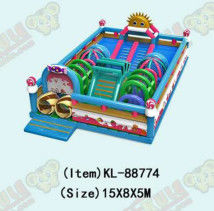 Customized Penghalang Anak-anak Taman Hiburan Inflatable Slide Bouncy