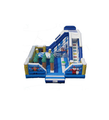 Blue White Snow theme Children Fun Park Inflatable Slide Bouncy