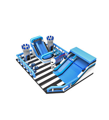 Blue Color Alien  Children Fun Park Inflatable Slide Bouncy