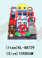 Colorful Playground: Trains, Slides Under a Sunny Sky