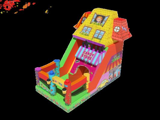 Fun Park Dry şişkin şişkin kaydırma slaytları şeker dükkanı temasıyla