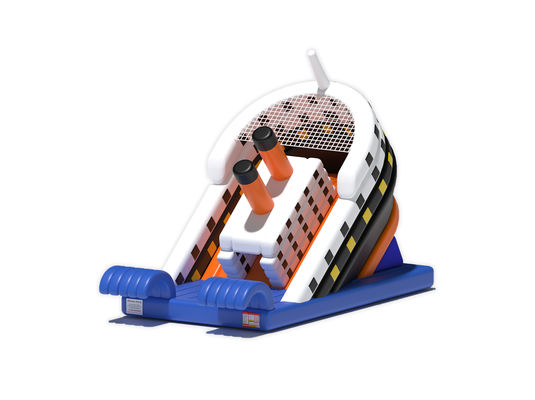 Gemi tarzı dalga durdurucu ile çift taraflı şişme kaydırıcılar