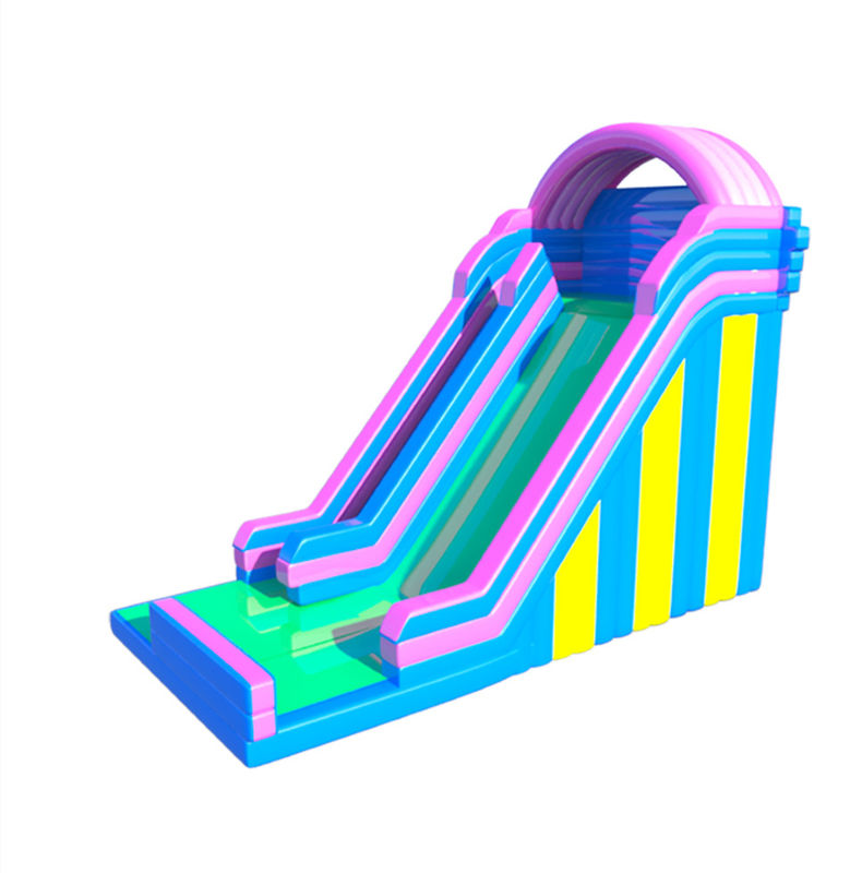 Pelangi Warna Inflatable Slip N Slide Outdoor Playground Untuk Anak-anak